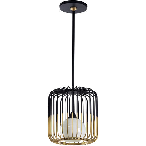 Circa 1 Light Black / Antique Brass / Black Pendant Ceiling Light, Small